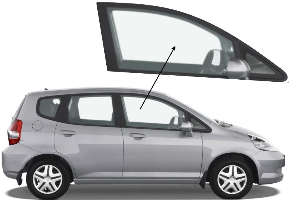 Бічне скло Honda Fit 2001-2008 передніх дверей праве