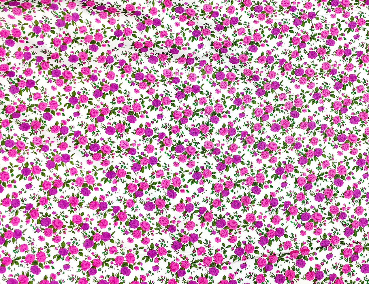 Ткань штапель, вискоза 100%. Дрібна квіточка на білому фоні №1433, фото 1