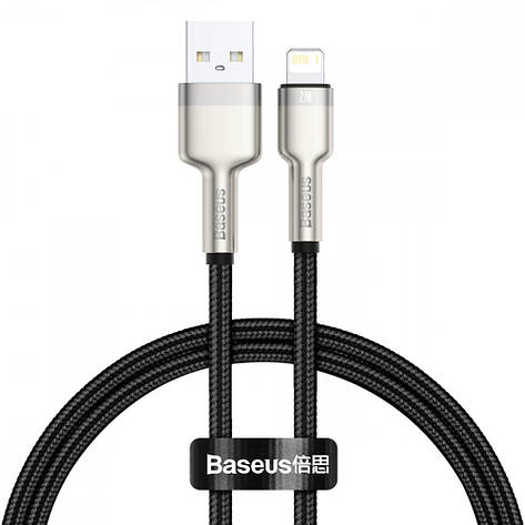 Кабель Baseus Cafule Metal Lightning 2.4A (0,25m) black, фото 1