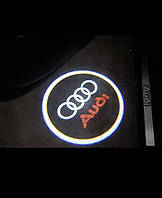 Подсветка диодная led дверей Audi Ауди штатная с логотипом проекция А6С5 А6С6