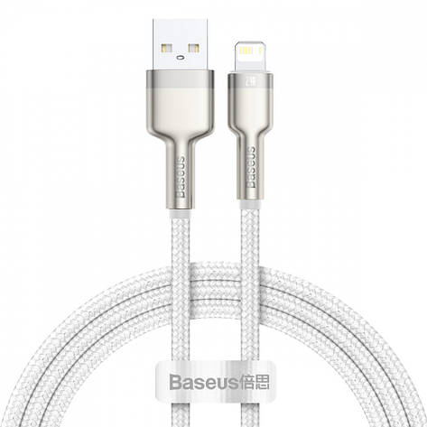 Кабель Baseus Cafule Metal Lightning 2.4A (2m) white, фото 1