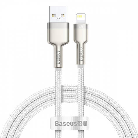 Кабель Baseus Cafule Metal Lightning 2.4A (2m) white, фото 2