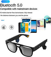 Солнцезащитные смарт-очки со встроенными наушниками с костной проводимостью Bluetooth 5.0 IP65 оранжевые