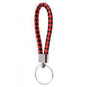 Брелок для ключів leather braided with carabiner red