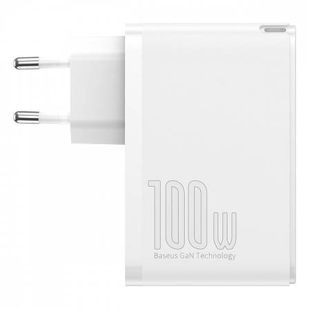 МЗП Baseus GaN2 Pro Quick Charger 100W (2Type-C + 2USB) white, фото 1