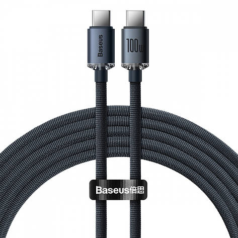 Кабель Baseus Crystal Shine Series Type-C to Type-C 100W (2m) black, фото 1