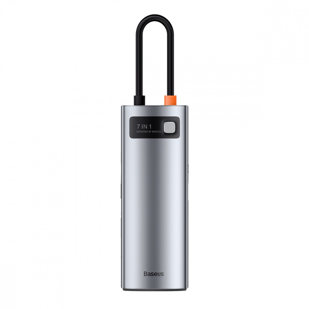 USB-Хаб Baseus Metal Gleam Series 7-in-1 (2xUSB3.0 + 4KHD  + Type-C + Type-C PD+ TF + SD) gray