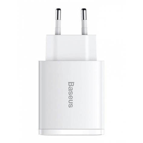 МЗП Baseus Compact Quick Charger 30W QC+ PD (1Type-C + 2USB) white, фото 1