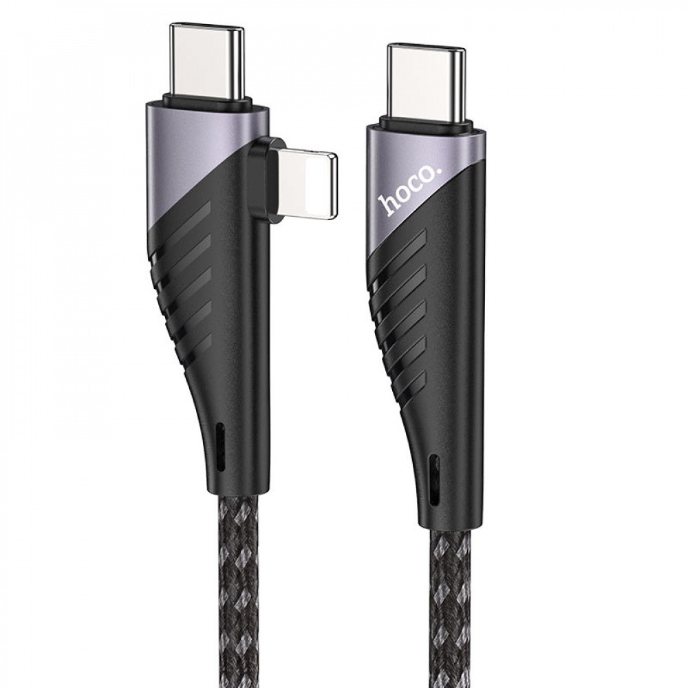 Кабель U95 2in1 Freeway 2in1 Type-C to Type-C + Lightning PD  60W (1.2m) black