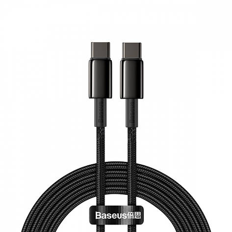 Кабель Baseus Tungsten Gold Type-C to Type-C 100W (2m) black, фото 1