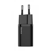 МЗП Baseus Super Silicone PD Charger 25W (1Type-C) + Cable Type-C to Type-C 3A (1m) black