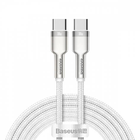 Кабель Baseus Cafule Metal Type-C to Type-C 100W (2m) white, фото 1