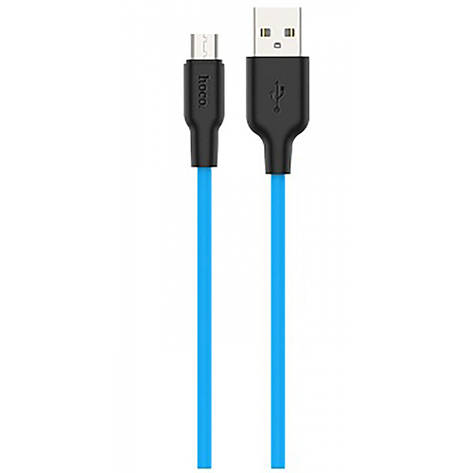 Кабель Hoco X21 Plus Silicone Micro USB (1m) black/blue, фото 1