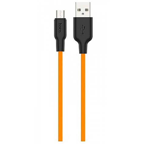 Кабель Hoco X21 Plus Silicone Micro USB (1m) black/orange, фото 1