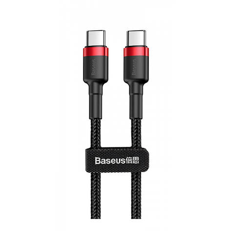 Кабель Baseus Cafule Type-C to Type-C PD 2.0 60W (2m) red/black, фото 1