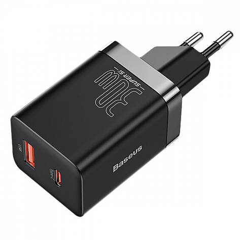 МЗП Baseus Super Si Pro Quick Charger Type-C+USB 30W black, фото 1