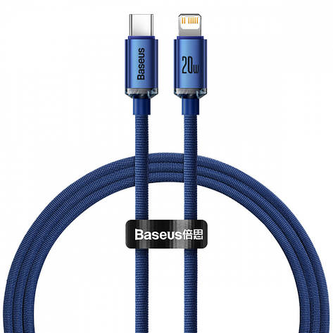 Кабель Baseus Crystal Shine Series Type-C to Lightning 20W (1.2m) blue, фото 1