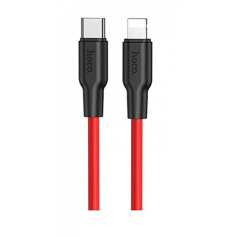 Кабель Hoco X21 Plus Silicone PD 20W Lightning (1m) black/red, фото 1