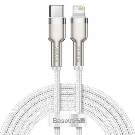 Кабель Baseus Cafule Metal Type-C to Lightning PD 20W (2m) white, фото 1