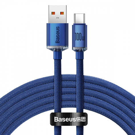 Кабель Baseus Crystal Shine Series Type-C 100W (2m) blue, фото 1