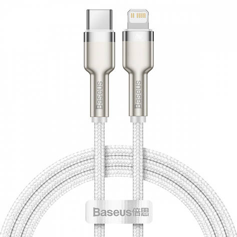 Кабель Baseus Cafule Metal Type-C to Lightning PD 20W (1m) white, фото 1