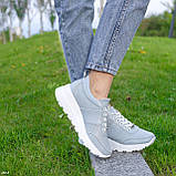 Кросівки жіночі білі шкіряні літні перфоровані блакитні Натуральна шкіра перфорація Розміри 36 37 39 41, фото 4