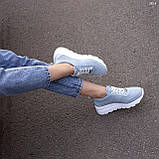 Кросівки жіночі білі шкіряні літні перфоровані блакитні Натуральна шкіра перфорація Розміри 36 37 39 41, фото 9
