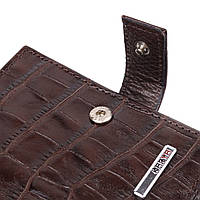 Практичный мужской кожаный кошелек с тиснением под крокодила KARYA 21368 Коричневый Отличное качество