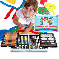 Дитячий набір для малювання і творчості "Єдиноріг" у валізі, містить 145 предметів для юного художника