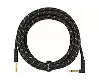 FENDER CABLE DELUXE SERIES 15' ANGLED BLACK TWEED Готовый инструментальный кабель 6.3прям-6.3 угол. 4.5м.
