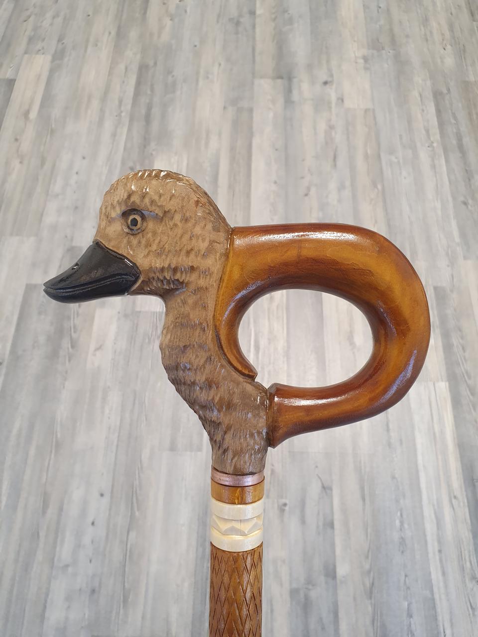 Тростина Качка, ручної роботи, різьблена, дерев'яна, для ходьби, фото 1