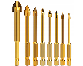 Набір свердел по склу, кераміці 8 шт для шуруповерта Vorfal V06051