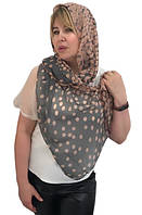 Жіноча шарф хустка в горох Confetti 160 см*55 см сірий