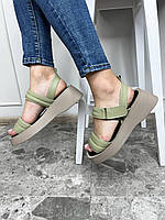 Босоніжки шкіряні 11030 оливка