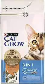 Cat Chow (Кет Чау) 3 in 1 Корм для кішок з формулою потрійної дії з індичкою 1,5кг