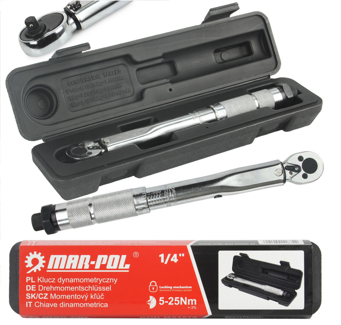 Ключ динамометричний 1/4" 5-25NM Mar-pol M53579