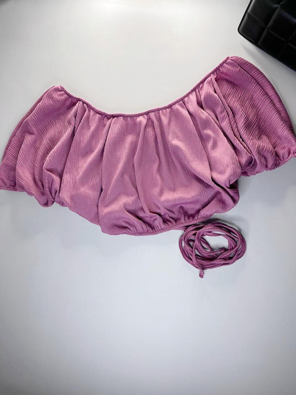 Жіночий літній топ із відкритими плечима та зав'язкою Pink Woman (р. 42-46) 1171068r, фото 1