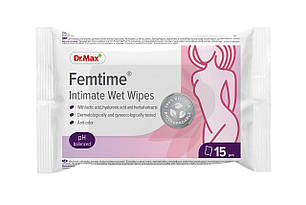 Dr.Max Femtime Intimate Wet Wipes вологі серветки для інтимної гігієни, 15 штук. До 07/2027