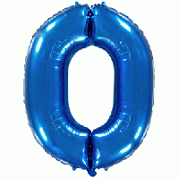 Воздушный шар цифра 0 синий 32" фольга