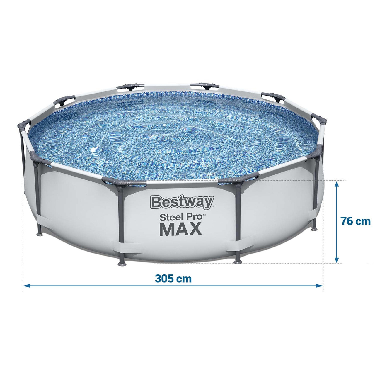 Каркасний великий басейн для дачі BestWay 305х76 см Глибокий сімейний басейн з насосом і фільтром