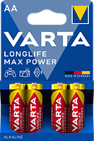 Батарейка Varta Longlife Max Power, Alkaline LR6 (АА), лужна, 4 шт., 20 грн/шт.