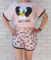 Оптом летняя женская модная пижама топ с шортами, женские пижамы хлопок р.M L XL