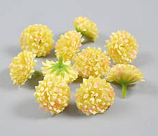 Головки штучних квітів Ø35мм, Хризантема, колір - жовтий