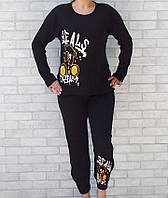Модная женская пижама ОПТ с длинным рукавом и рисунком, комплект женский рубчик р.M L XL