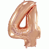 Воздушный шар цифра 4 розовое золото 32" фольга с гелием