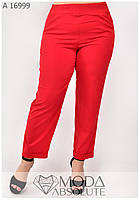 Червоні укорочені літні жіночі штани батал з 52 по 66 розмір
