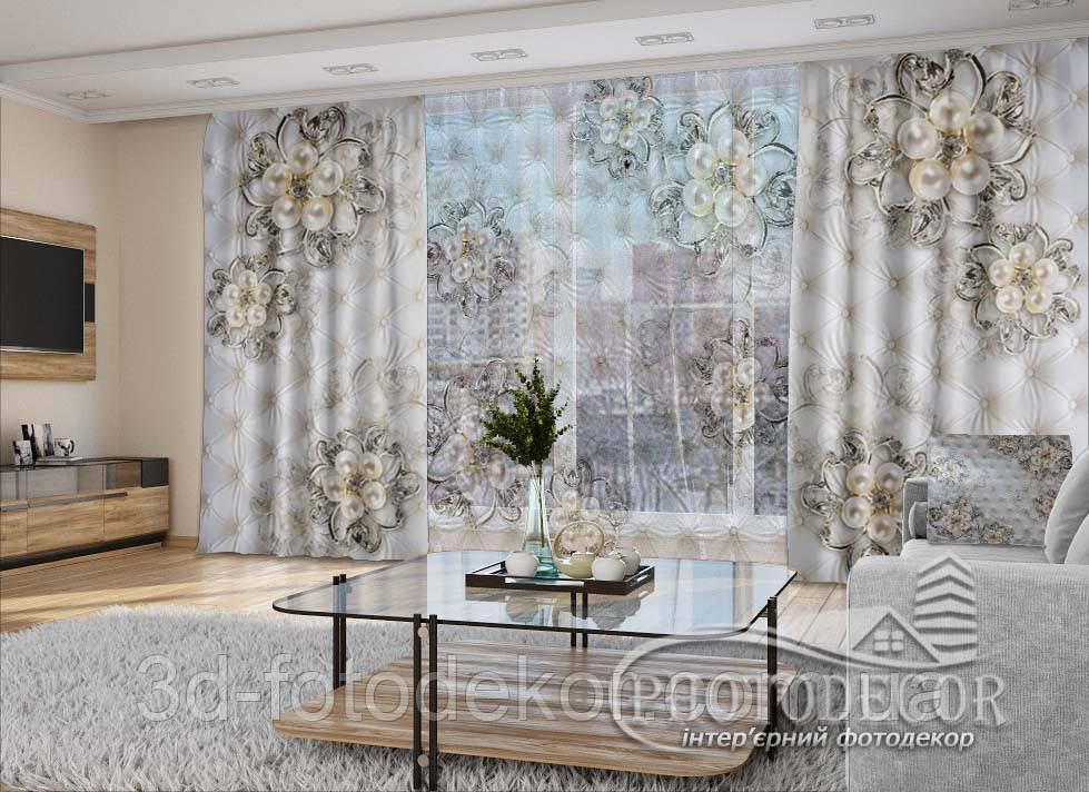 3D - Фото Штори і тюль "Перли" - будь-який розмір. Читаемо опис!