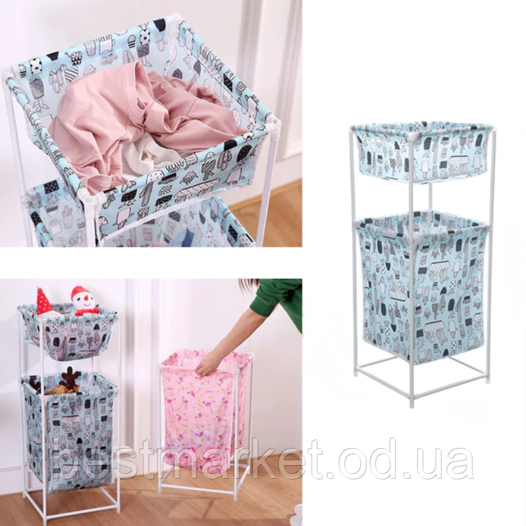 Кошик для Белья Складаний Дворівнева Large Capacity Dirty Clothes Basket