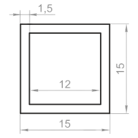 Труба алюминиевая квадратная 15x15x1,5 анодированная