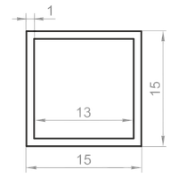 Труба алюминиевая квадратная 15x15x1 без покрытия